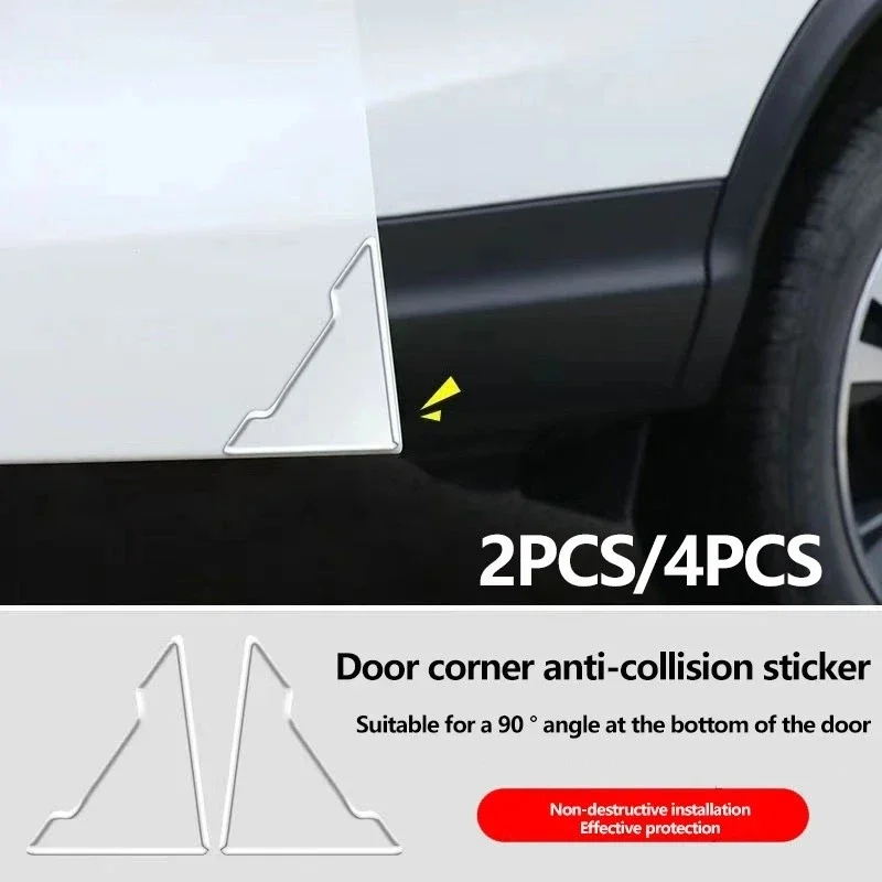 2/4PCS transparent door corner anti-collision sticker, car door protection scratch and scratch resistant universal strip