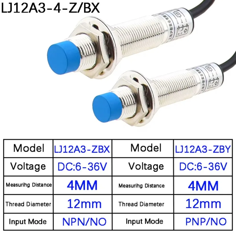 

Interruptor tección Sensor proximidad inductivo, LJ12A3-4-Z/BX/LJ12A3-4-Z/BY, NPN/PNP DC 6-36V, Sensor enfoque 12mm