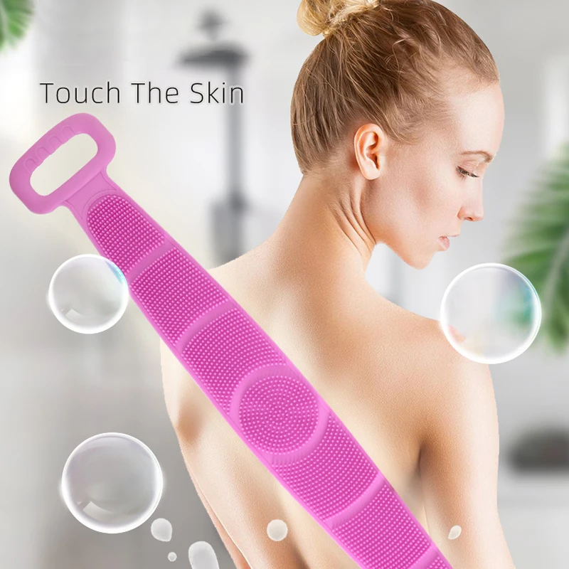 

Silicone Back Scrubber Soft Loofah Bath Towel Bath Belt Body Exfoliating Massage For Shower Body Cleaning Bathroom Shower Strap