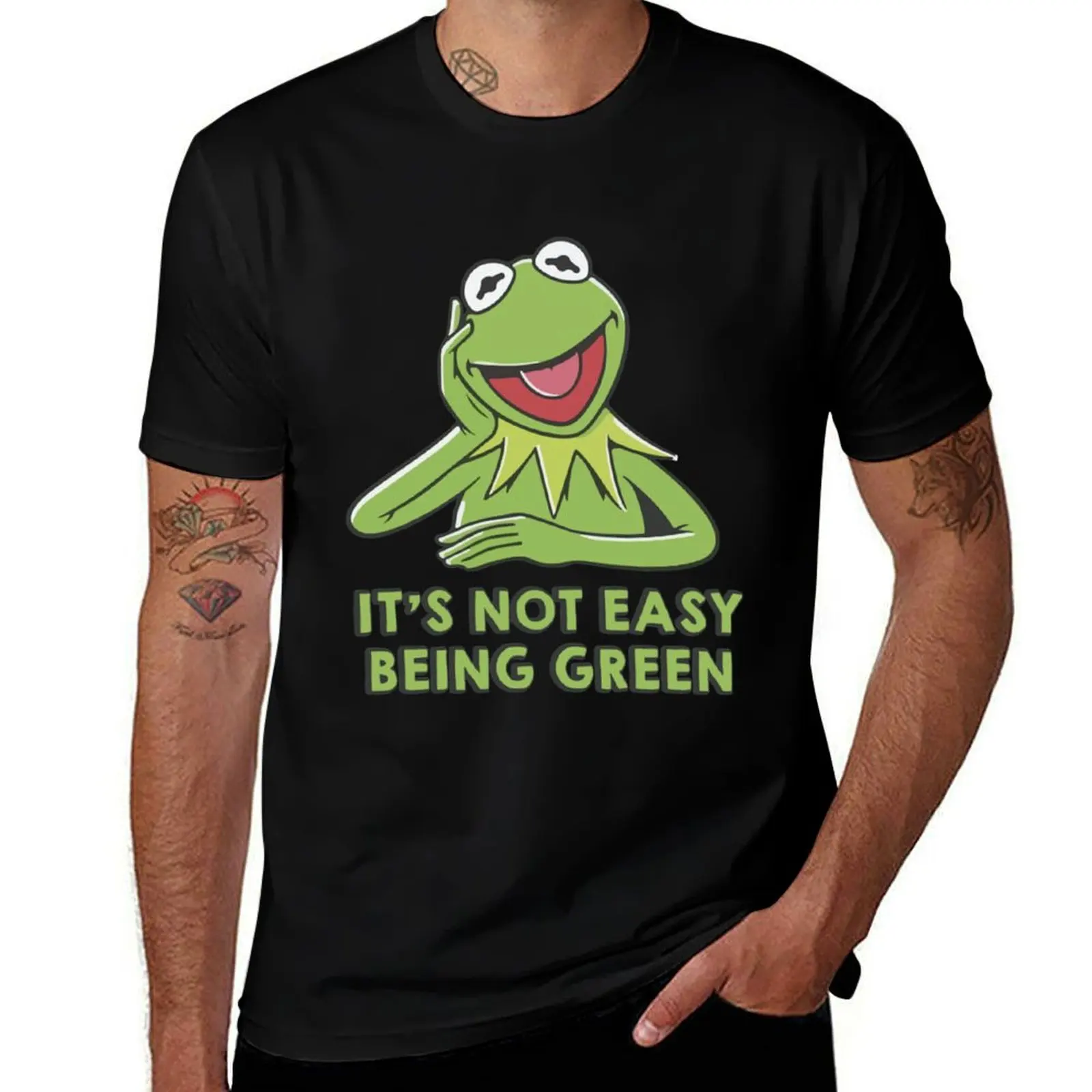 

Kermit the frog T-Shirt blue lock vintage oversized t shirts for men