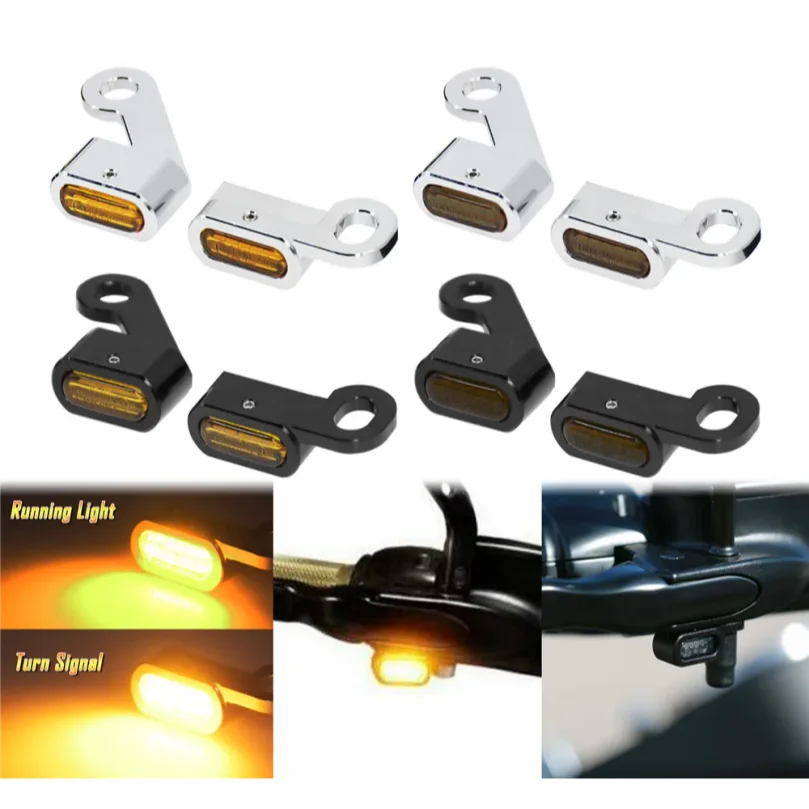 2xMotorcycle LED Turn Signal Indicators Amber Running Lights Mini Lamp For Harley Sportster XL 48 72 1200 883 04-23 Nightster