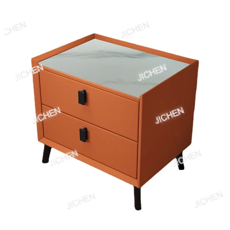 

Прикроватная тумба в скандинавском стиле, современная, класса люкс, из массива дерева, с мраморной столешницей (белый, черный, серый), с 2-3 ящиками, кожаная, для отелей и спален