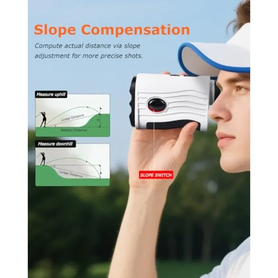 Telemetro da golf con pendenza per la misurazione della distanza di precisione fino a 1200 iarde in caratteristiche di scenari di golf e caccia all'aperto