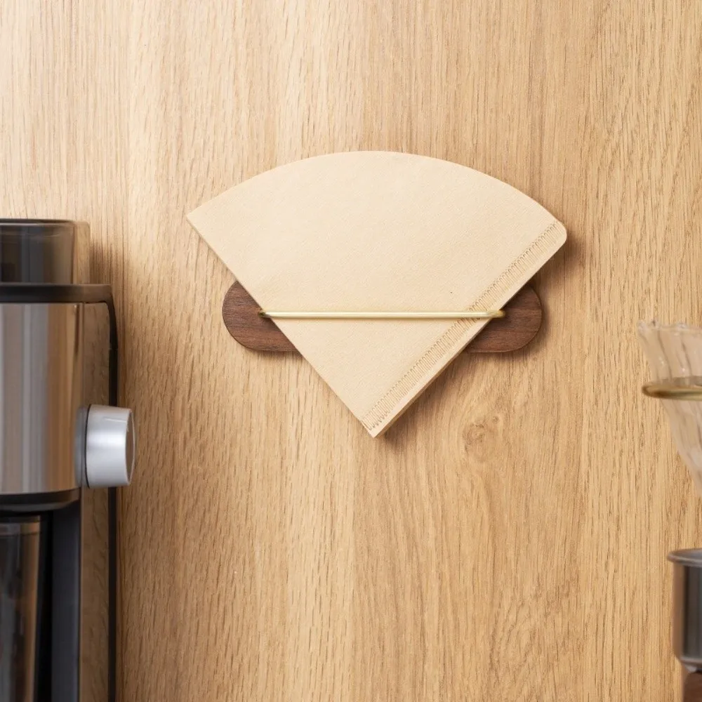 

Wall-mounted Coffee Filter Holder Strong Adhesive Wooden Filter Storage Stand Space Saving Coffee Filter Dispenser Kitchens