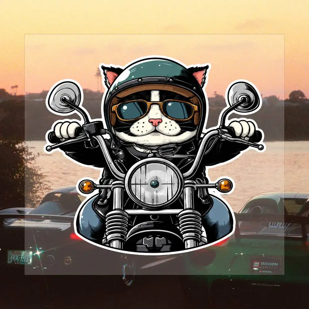 Cat Rider 16cm Creative Sticker Decals For Motorcycle Car Laptop Phone Case Helmet Travel Accessories