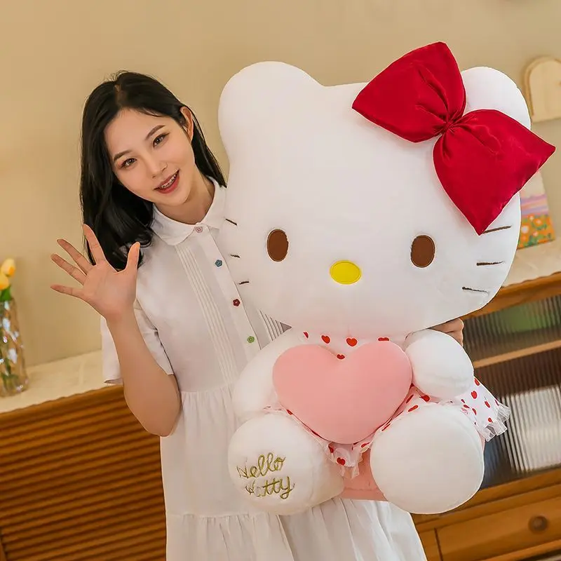 

Большой размер Sanrio, Hello Kitty плюшевая кукла в форме сердца Kawaii KT Cat мультяшная плюшевая игрушка детский подарок на Рождество