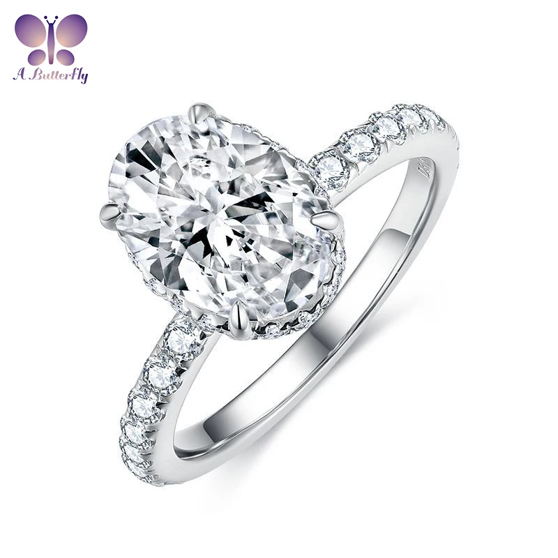 

AButterfly 925 Sterling Silver Oval 2.5Ct Moissanite Diamond Women's Wedding Ring Fine Jewelry