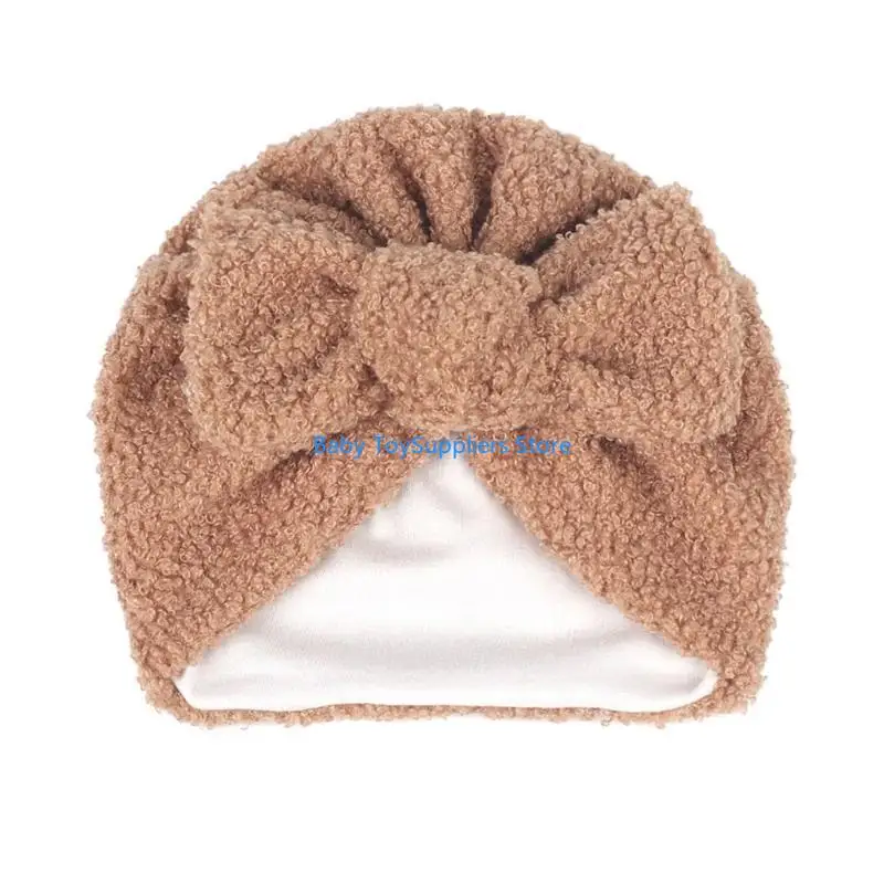 

R1WF Baby Autumn Hat Infant Muslin Bow Hat Hospital Hat Child Hairband Hat Photo Prop