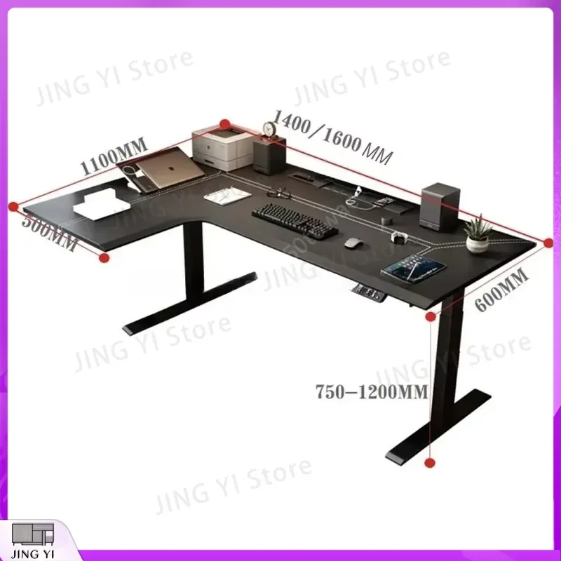 L Shaped Electric Height Adjustable Standing Desk Dual Motor Corner Gaming