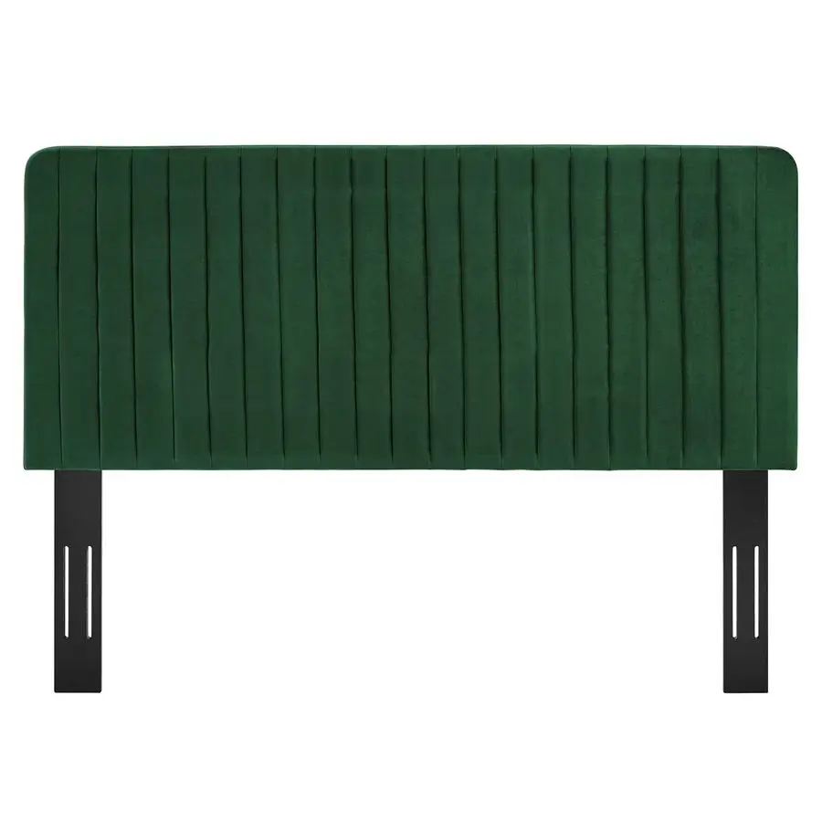 Milenna Channel Tufted Performance Velvet Twin Headboard in Emerald