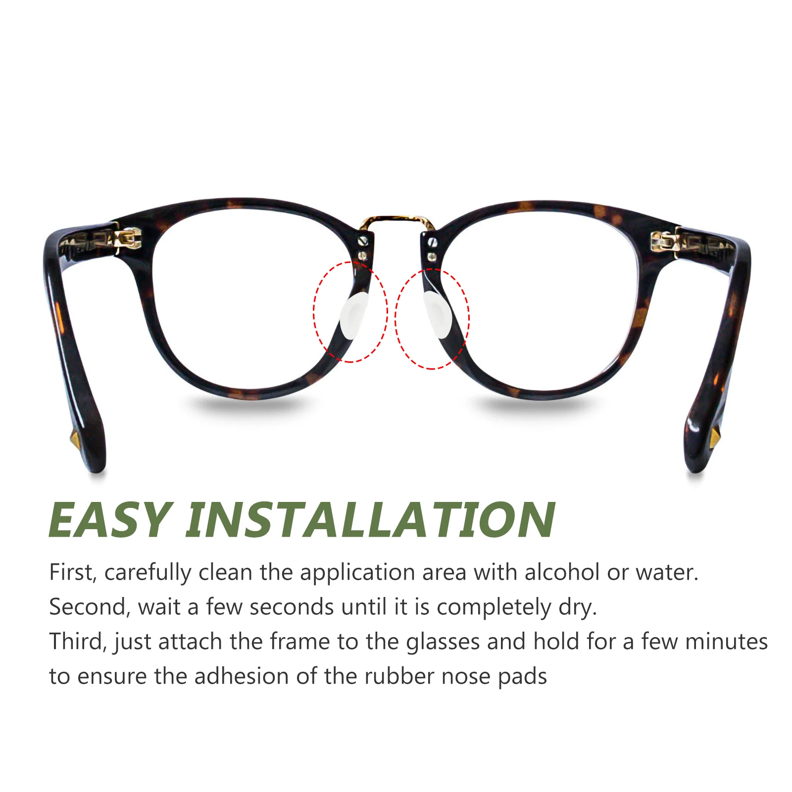 

15 Pairs White D Shape Non slip Glasses Nose Pads Silicone Eyeglass Support Replaceable Comfortable Fit Anti Deformation