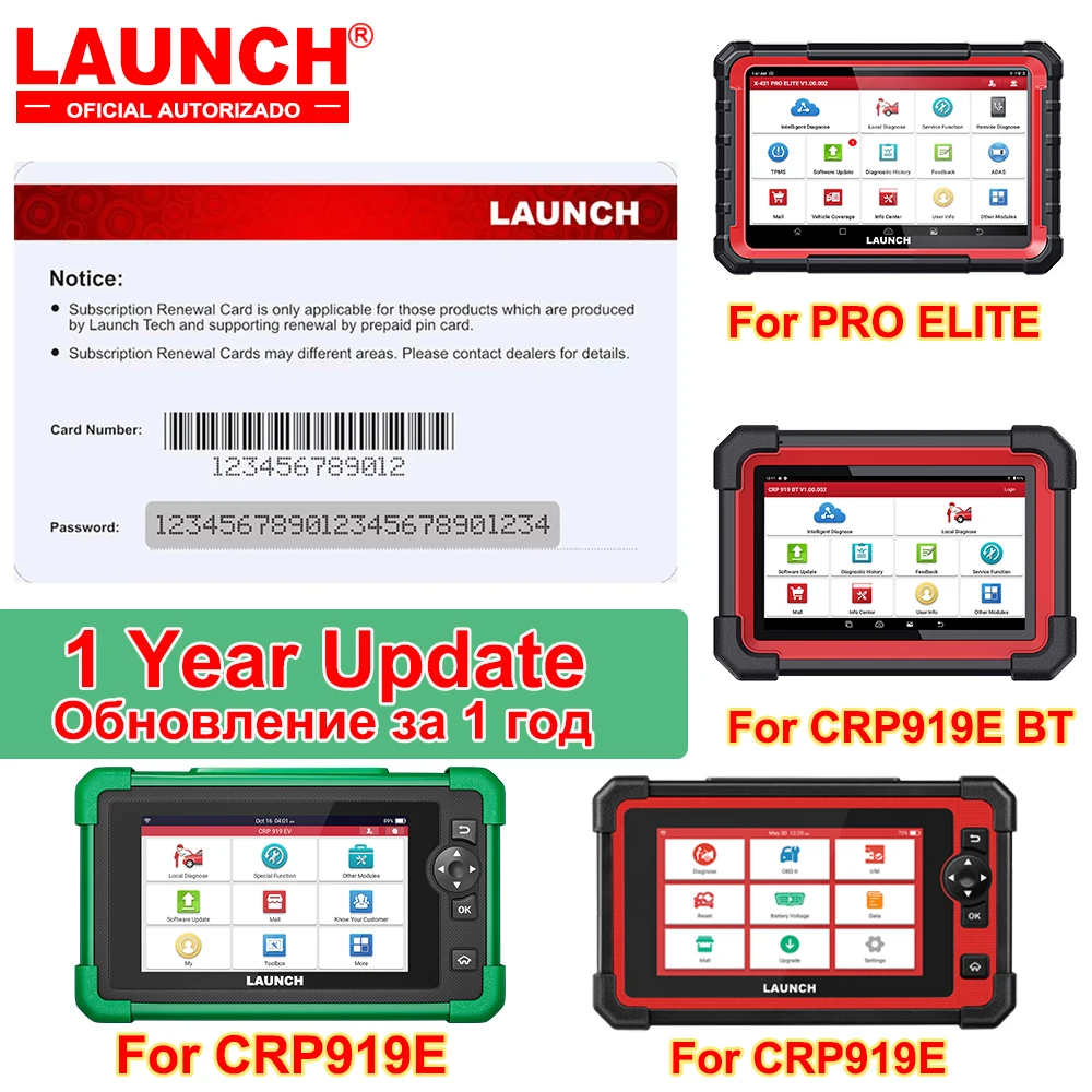 LAUNCH Pin Card Оновление 1-летнего программного обеспечения для X-431 CRP919E/CRP919E BT/ PRO ELITE/CRP919 EV