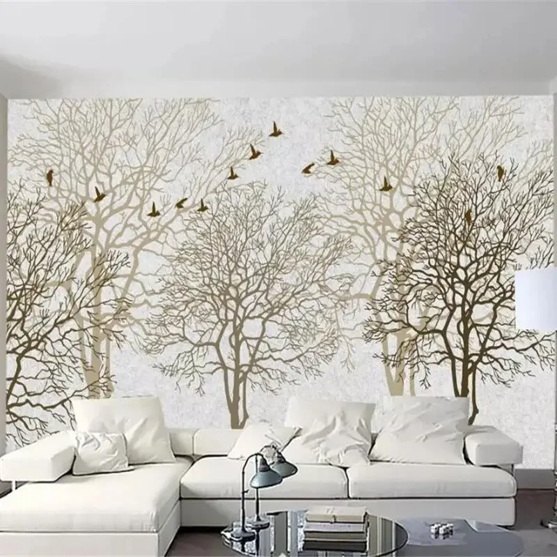 

Обои на заказ, 3d фреска, стильное дерево, современный металлический рельеф, картина маслом, фон, стена, плюс, европейское дерево, абстрактные обои
