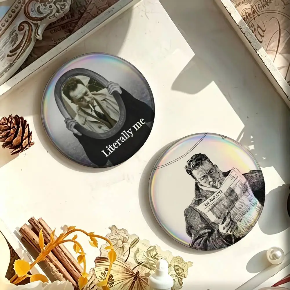 Thinker A-Albert C-Camus Enamel Pin Tinplate Round Brooch Cosplay Nijigen Otaku Culture Badge 25mm 32mm 44mm 58mm