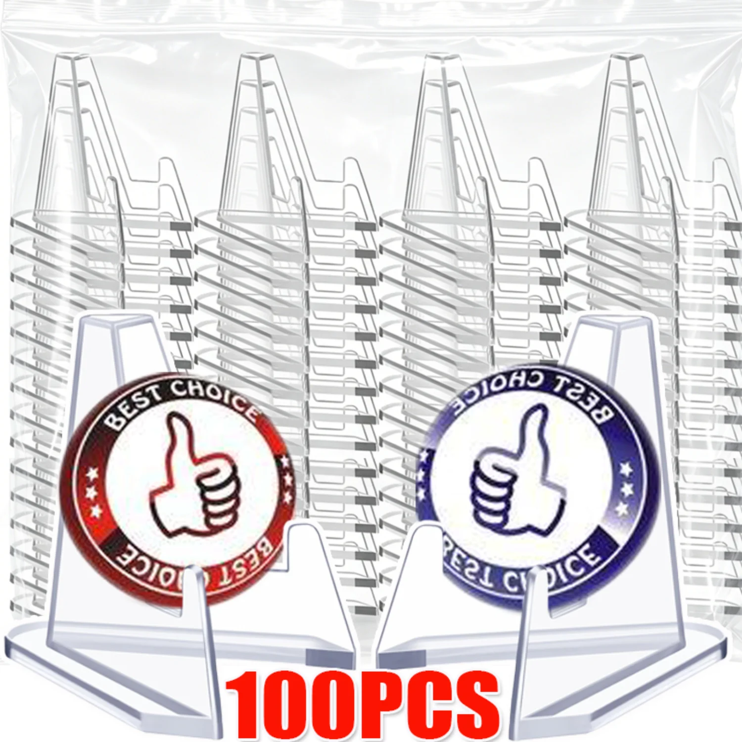 10-100PCS Clear Acrylic Coin Display Stand Holders Small Easel Rack Trading Card Holder Support for Kpop Idol Card Organizer