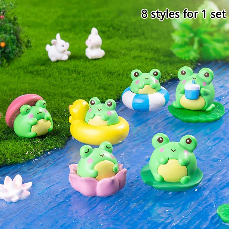 8 Styles/Set Creative Mini Frogs Car Desktop Ornaments Micro Landscape Ornaments Miniatures Frog Decoration DIY Accessories Gift