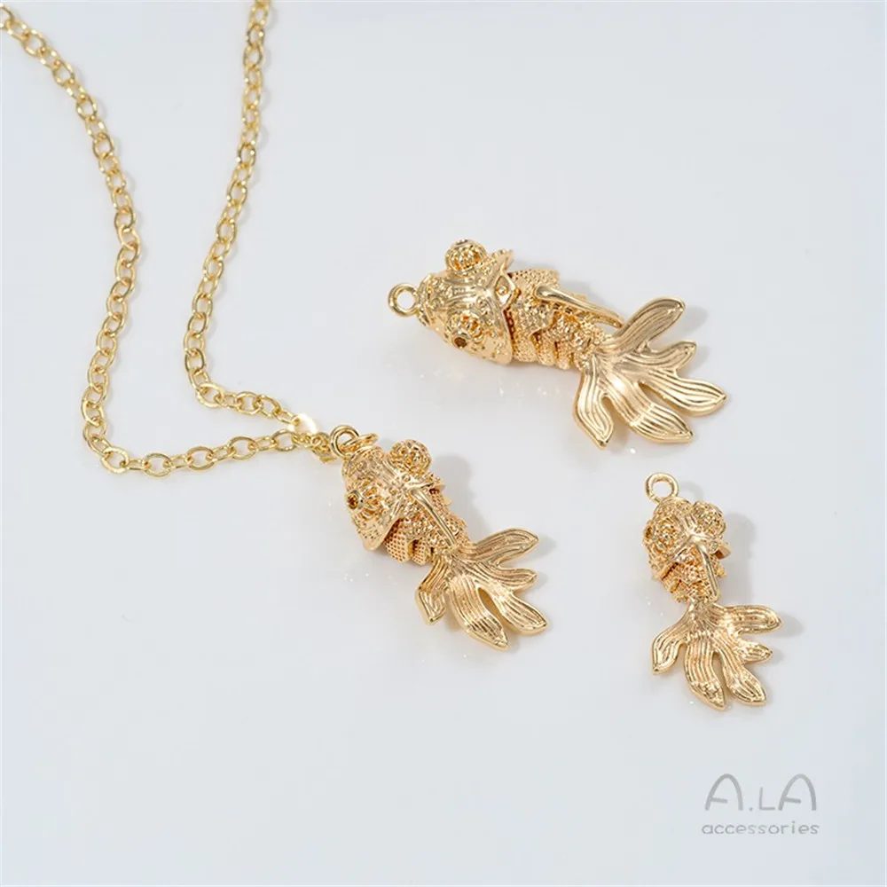 

14K Bag Gold Diy Jewelry Accessories Goldfish Koi Pendant Handmade String Pearl Bracelet Necklace Crystal Accessories Materials