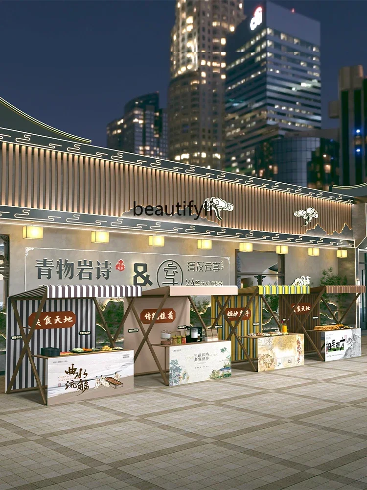 LHY26 ss s8617 السوق الليلي الحديد العتيقة كشك الجرف ذات المناظر الطبيعية الخلابة بقعة النشاط كشك الرف الإبداعية العتيقة نمط بيع الرف #4