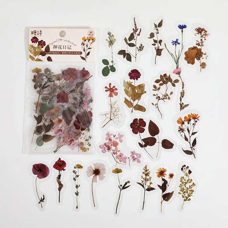 

Vintage Floral Pet Stickers Pack, 20pcs Scrapbooking DIY Craft Supplies, Aesthetic Paper Diary Planner Decoration Accessories