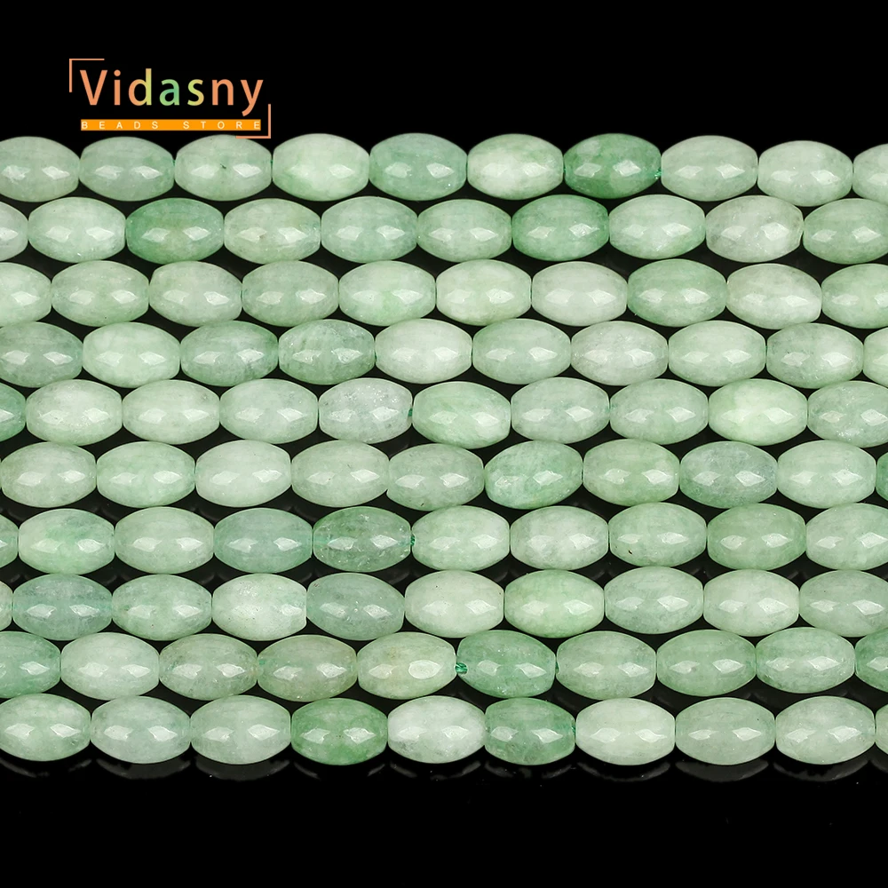 8x12mm Natursteine Chalcedon Grüner Jade Reisförmige Lose Perlen für Schmuckherstellung Passend für DIY Armbänder Halsketten Zubehör – Detail 4