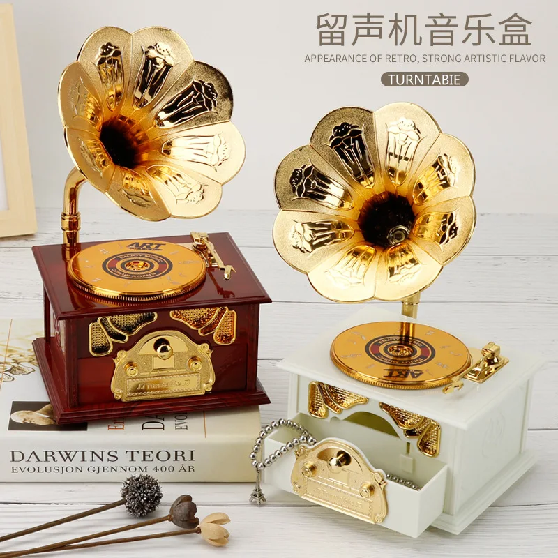 13x12x22cm Classical Gramophone Music Box, Retro Simulation Decoration For Office And Dormitory, Hidden Storage Box