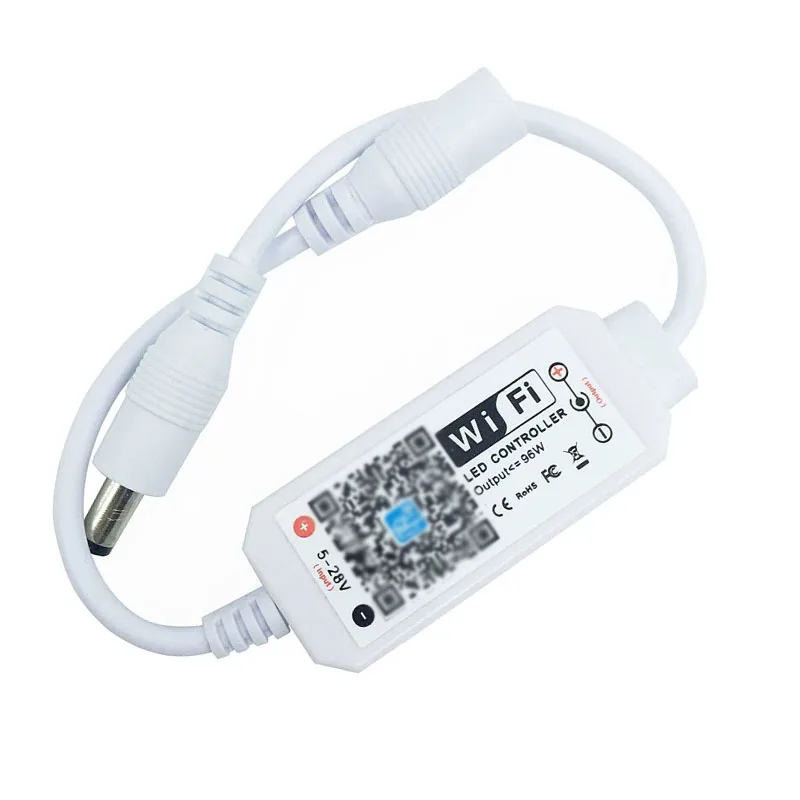 Mini Smart WiFi Dimmer Controller for Monochrome LED Strips, Voice Control & Sunrise/Sunset Dimming Via App, Low Voltage Use