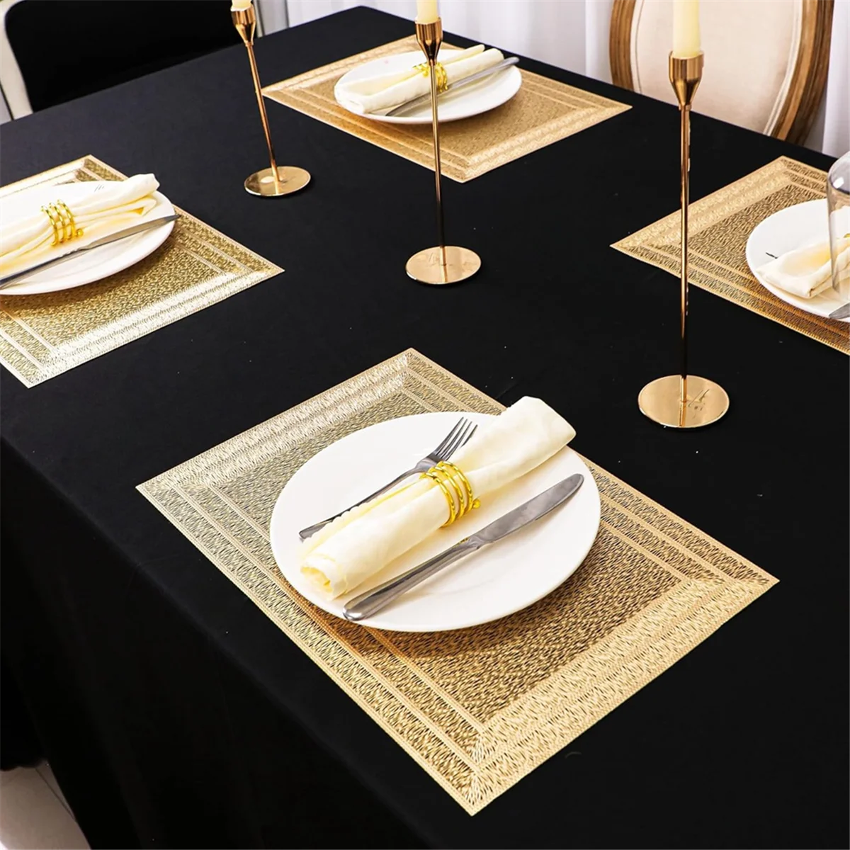 6 шт. прямоугольный тканый коврик для стола, 18x12 дюймов, текстурированные устойчивые к царапинам коврики для стола из ПВХ, для домашнего декора на кухне