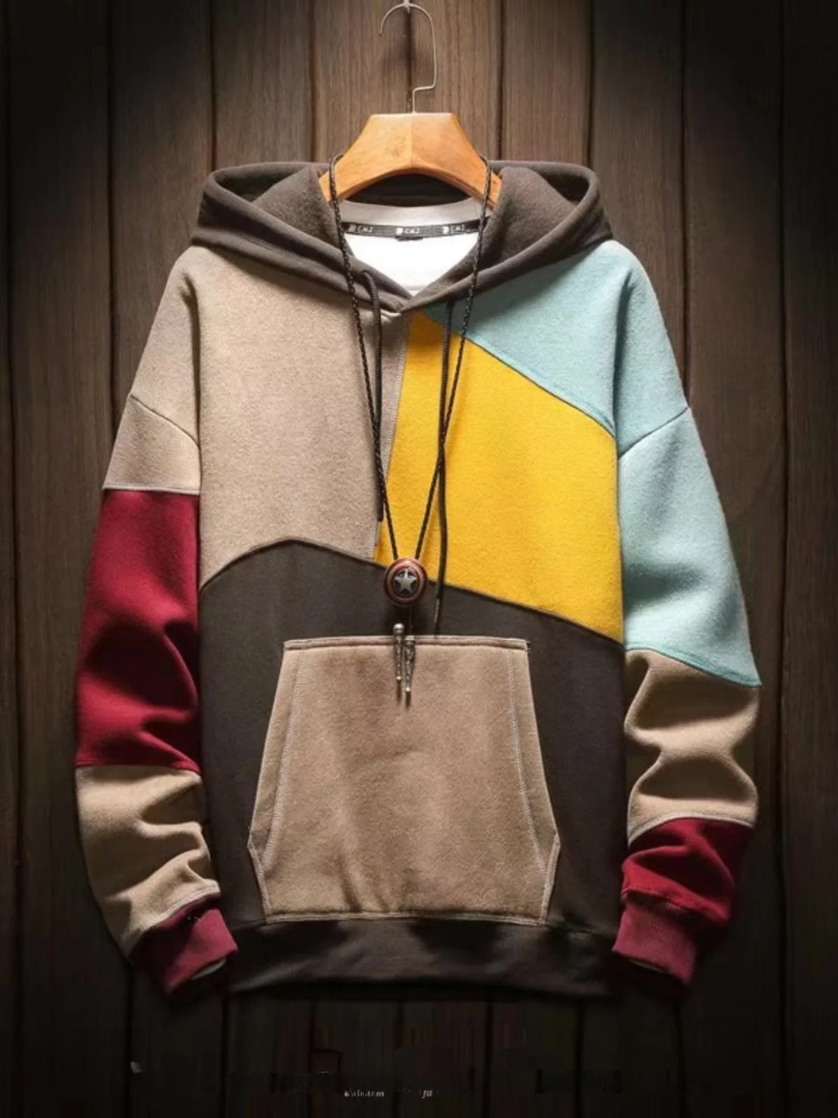 

Модная толстовка с капюшоном, мужская осенне-зимняя свободная посадка, цветная подкладка Blo Fce, антибактериальная, устойчивая к пятнам повседневная одежда