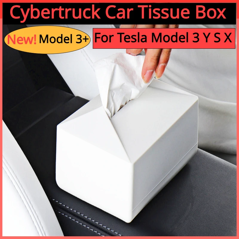 For Tesla Model 3 Y S X Car Tissue Box Cybertruck Silicone Seat Back Hanging Silicone Tissue Holder Box with Fix Strap Model3+