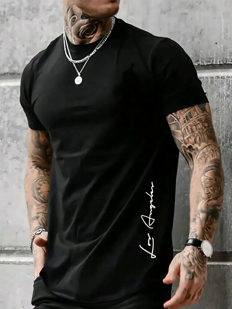 Japanisches T-Shirt mit einfachem Buchstabenmuster für Herren, modisches, lässiges, kurzärmeliges, bequemes und atmungsaktives Outdoor-T-Shirt