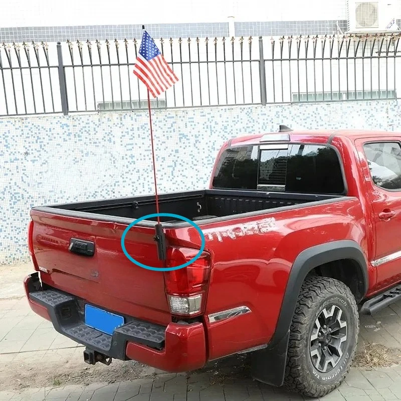 For Toyota Tacoma 2016-2022 Carbon Steel Black Car Trunk Tailgate Hinge Flagpole Rear Antenna Bracket Car tool Accessories