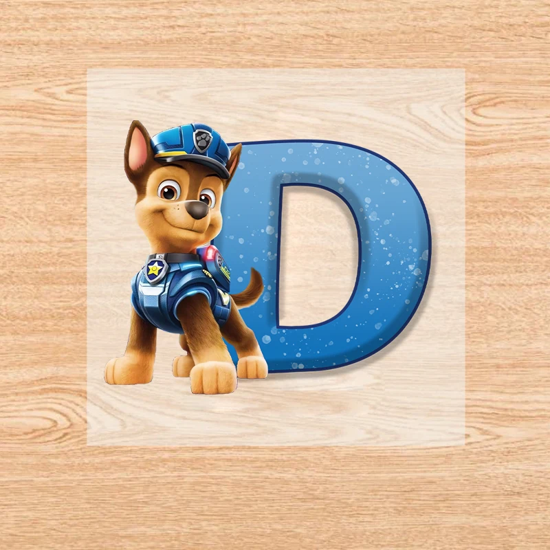 لطيف باو باترول الحديد على بقع موضة الكرتون رسالة A-Z ملصقات نقل الحرارة DIY بها بنفسك الاطفال الملابس حقيبة يد الملابس الشارات الهدايا