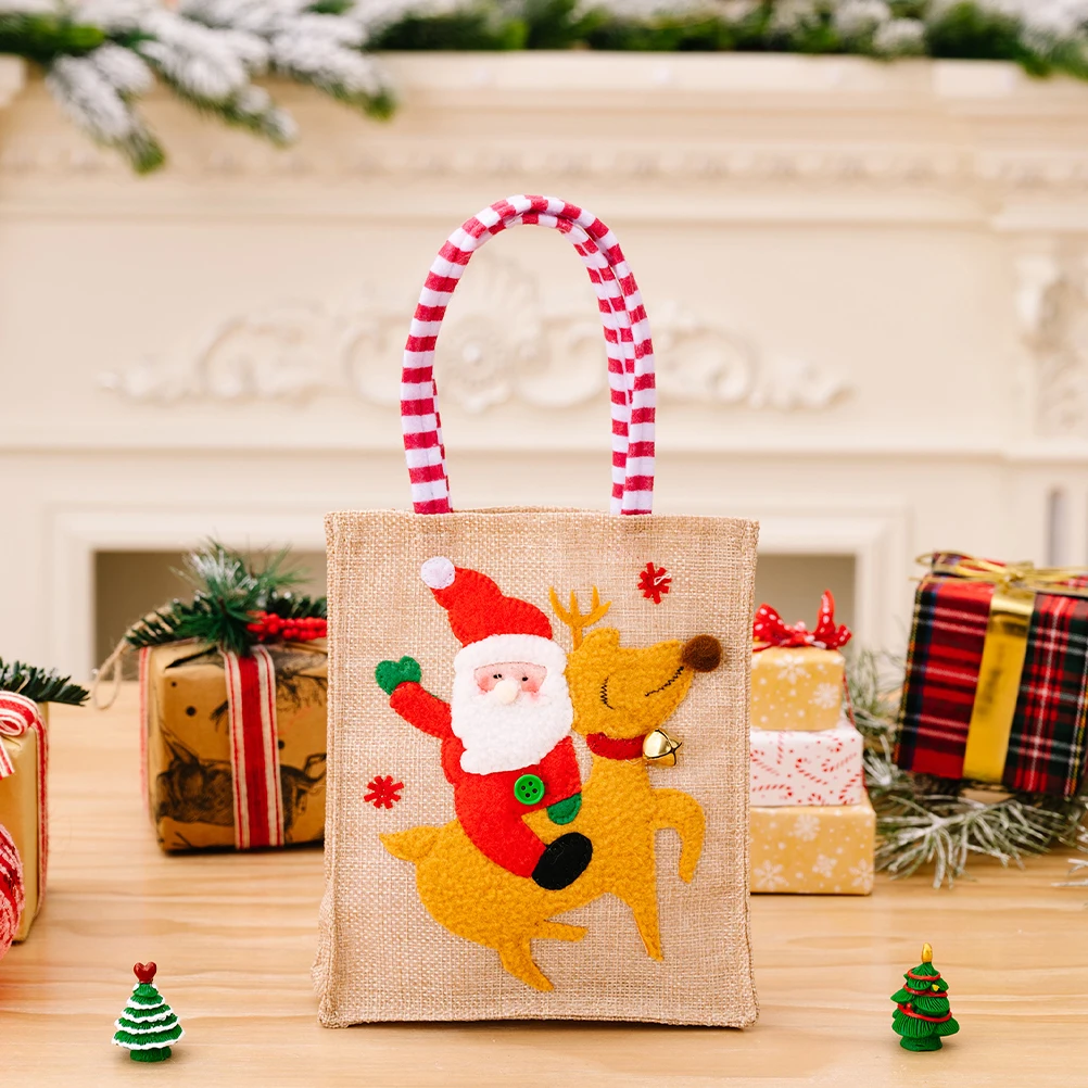 

Christmas Gift Bag Reusable Tote Bags Cloth Party Favor Pouches Xmas Packing Fabric Holiday Supplies Christmas Bags