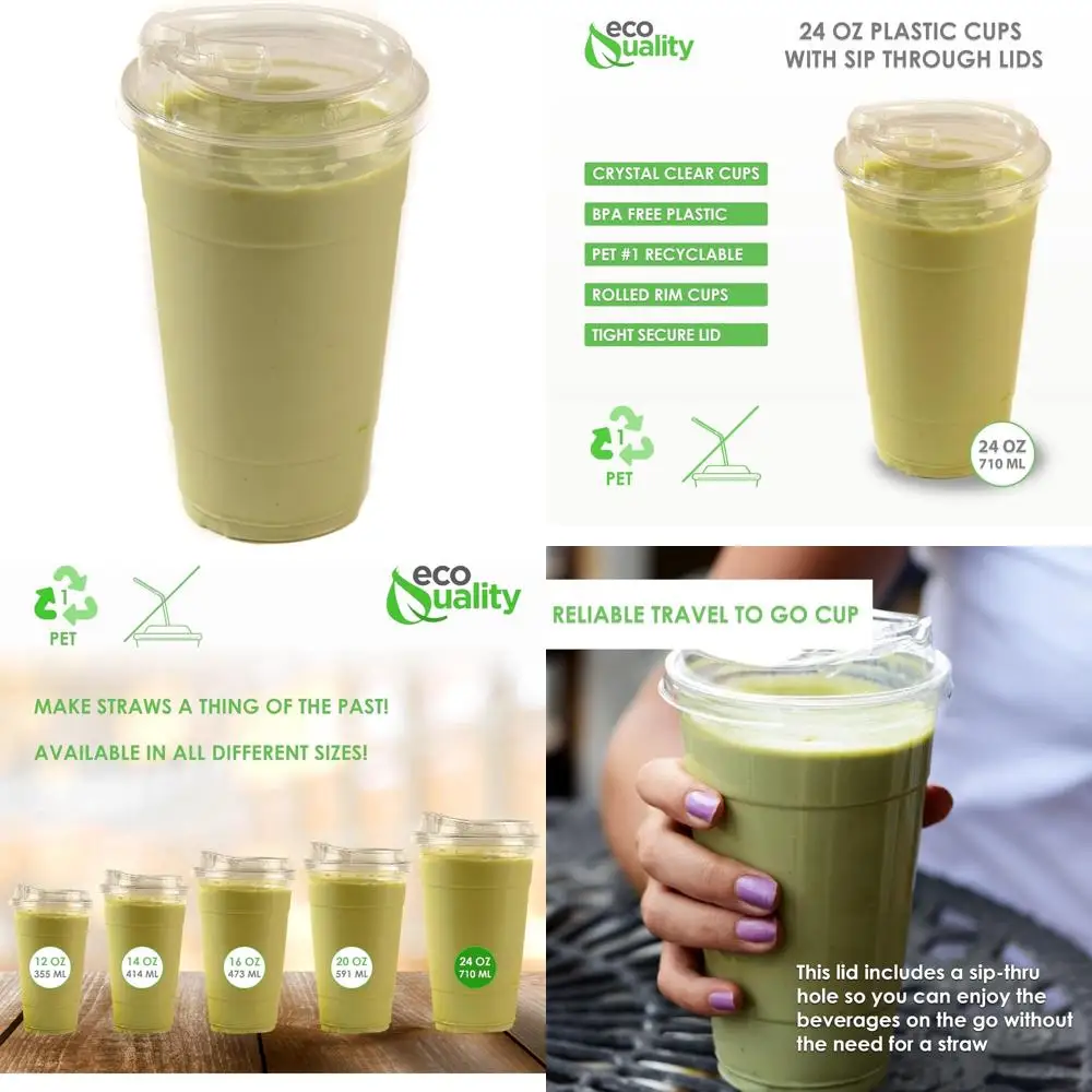 

Прозрачные пластиковые стаканчики емкостью 24 унции с крышками для холодного кофе, существа, соков и многого другого