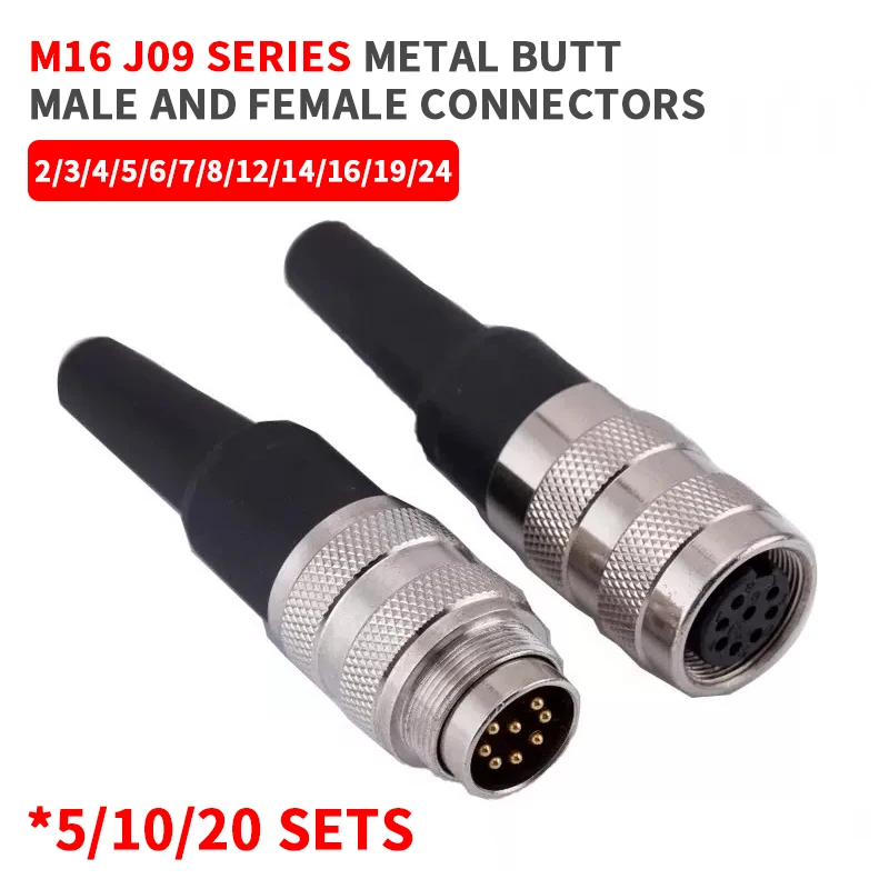 

5/10/20sets positive and negative 09 series aviation socket plug M16-2 3 4 5 6 7 8 12 16 19 24 pins connector