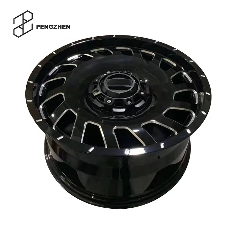 

Pengzhen 4x4 Offroad Passenger Car Wheel 5 Hole 18 20 22 24 26 Inch Black with CNC Machine Window Rims for jeep