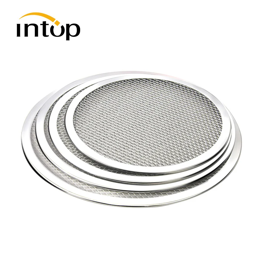 

intop 5pack Non stick 6-13inch Pizza Screen Pizza Net Tray Pizza Pan Seamless Baking Sheet Food Grade Aluminum Anodic Oxidation