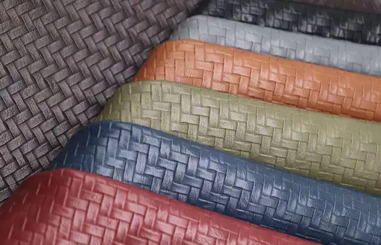 New Trend Weaving Pattern Embossed PU Synthetic Leather Fabric Materials