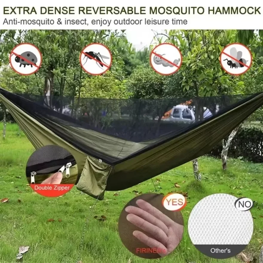 Outdoor Hammock with Integrated Mosquito Net, Camping & Leisure Hanging Bed