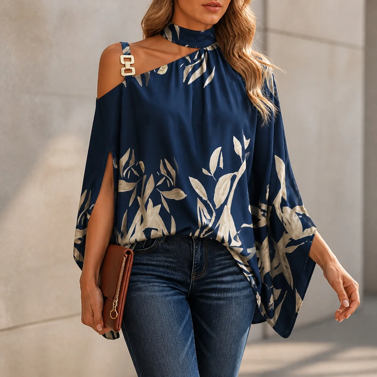 Women Loose Fit Off Shoulder Blouse Batwing Sleeve Floral Print Short Sleeve Pullover Elegant Blusas Para Mujer Summer Women's