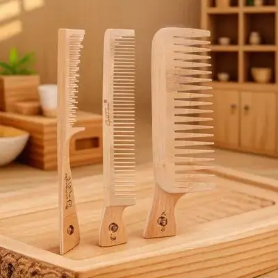 

3pcs Massage Comb Compact Bamboo Hair Barber Hairdressing Detangling Fine Wide Teeth Women Home Use