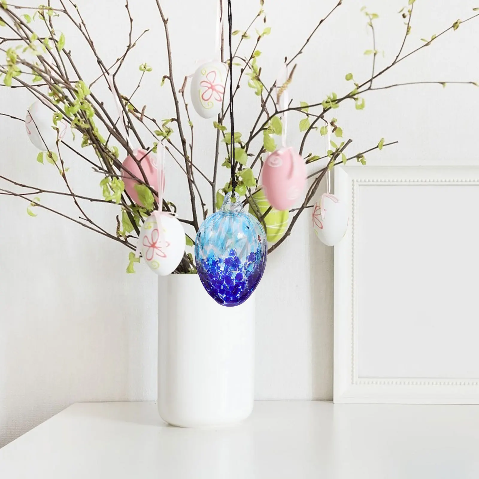 

Elegant Crystal Easter Egg Hanger 8cm Transparent Color Pendant Decorative Charm for Home Car Window Ornament Water Drop Shine