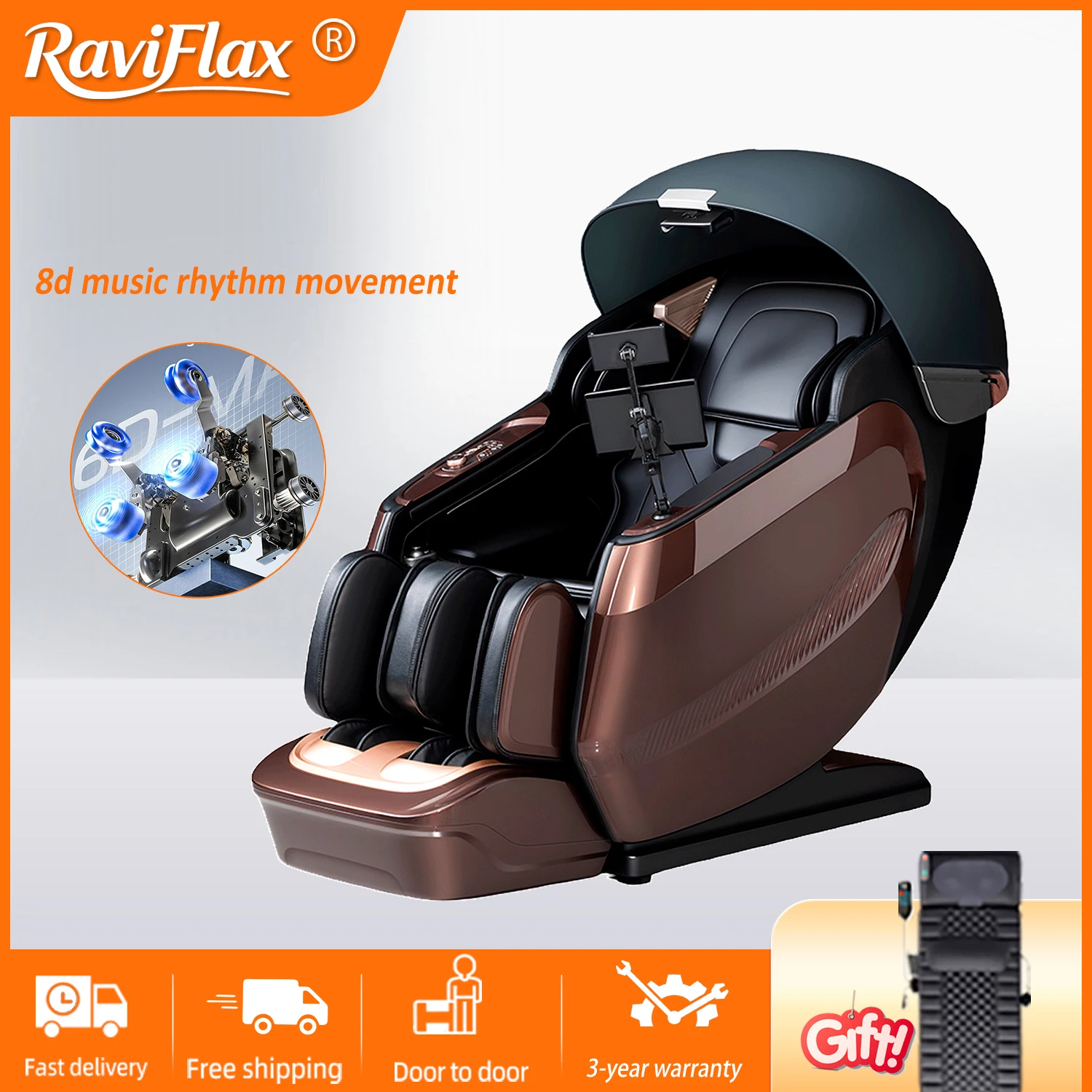 

RaviFlax 2026 8D Sonic Massage Chair SL-Track Zero Gravity full body Thai Stretch Leg Foot SPA Massage Sofa chair3 Year Warranty