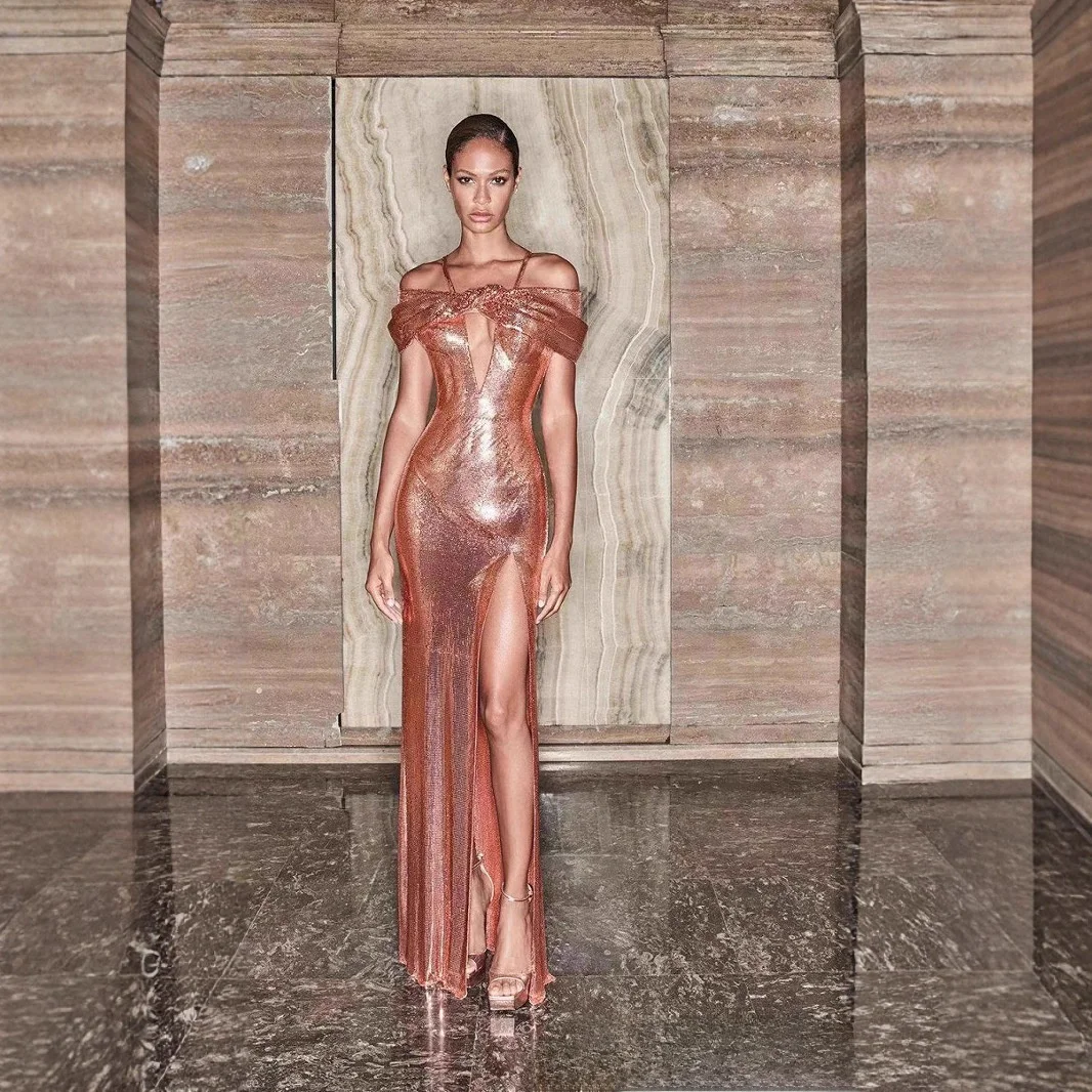 مثير الذهب حمالة Bodycon الدكتور الكرة ثوب مساء الدكتور منتصف الخصر سستة Sle لا Sve طول الأرض لكاني السنوي لي...