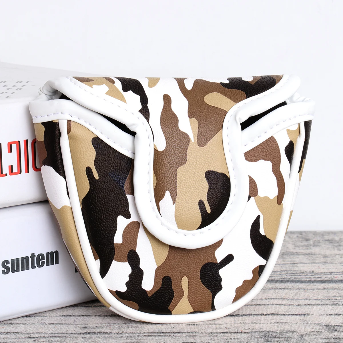 

Camouflage Putter Cover Waterproof Durable Pu Soft Lining Protection For Mallet Head Brown Golf Accessory