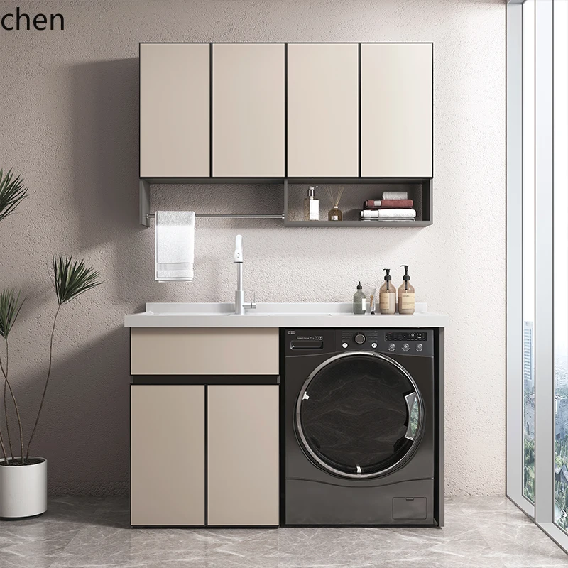 ZML washing machine cabinet combination  table basin with rubbing board integrated laundry cabinet significant other combination