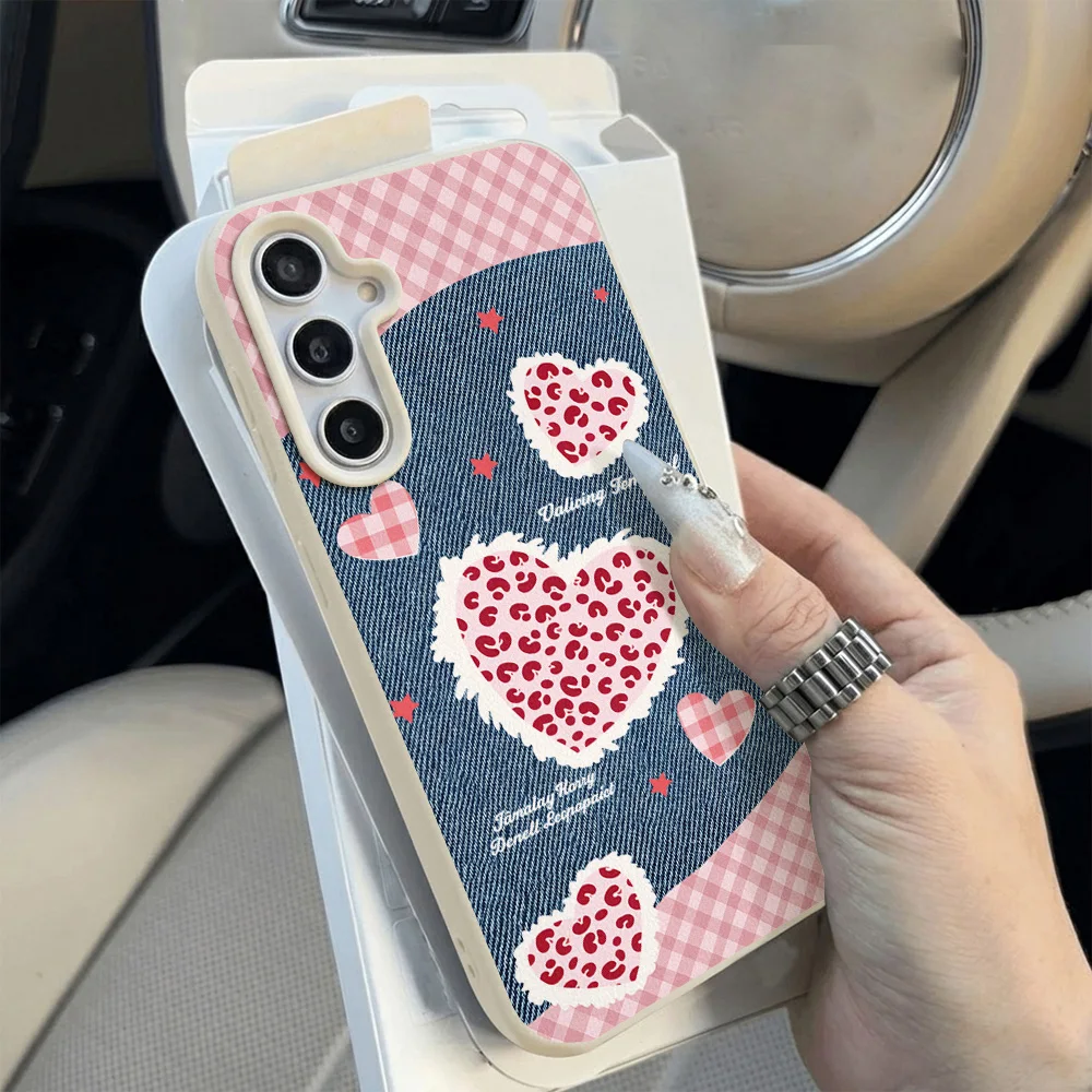 Love Heart Soft Matte Phone Case For Samsung A57 A18 A08 A56 A55 Cases Leather Cover A17 A37 S26 S23 S25 S24 FE Ultra Bumper