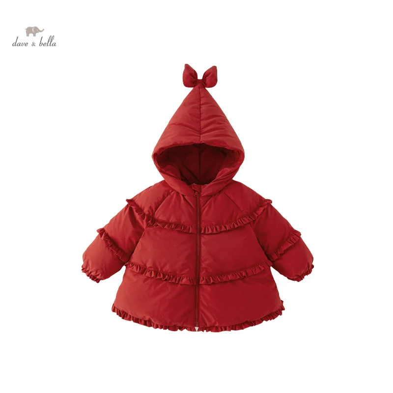 Dave Bella Children Girls Down Jacket Parkas 2023 Winter New Fashion Casual Padding Coat Noble Hooded Outerwear Party DB4238003