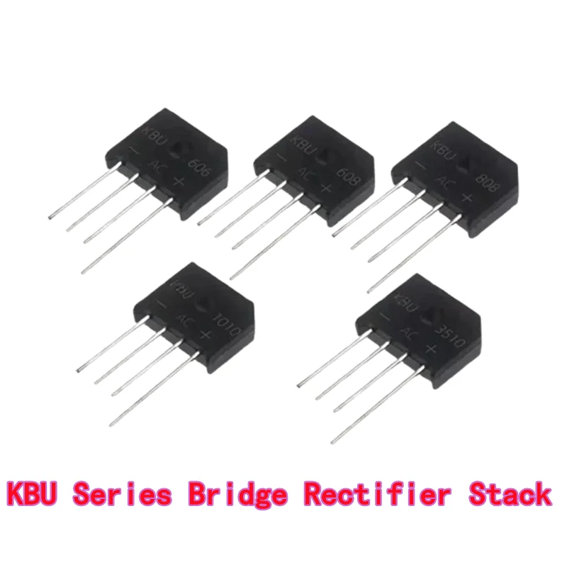5 uds diodo de puente plano KBU606 KBU608 KBU610 KBU808 KBU810 KBU1010 KBU1510 KBU2510 KBU3510 pila rectificadora de puente