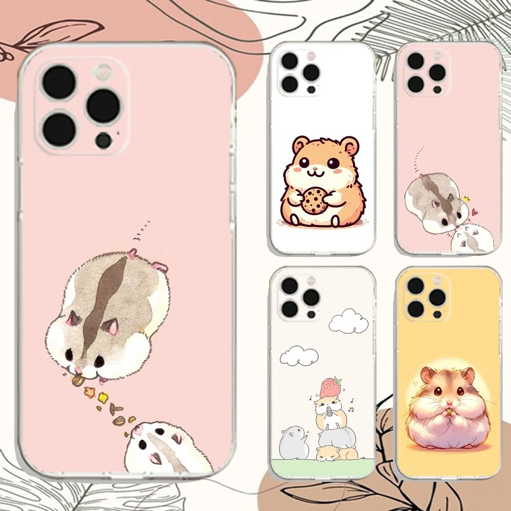 Cartoon Hamster Phone Case For iPhone Apple 15,14,13,12,Mini,11,Pro,Max,Plus,X,XR,XS,8,SE,2020,Plus Transparent Cover